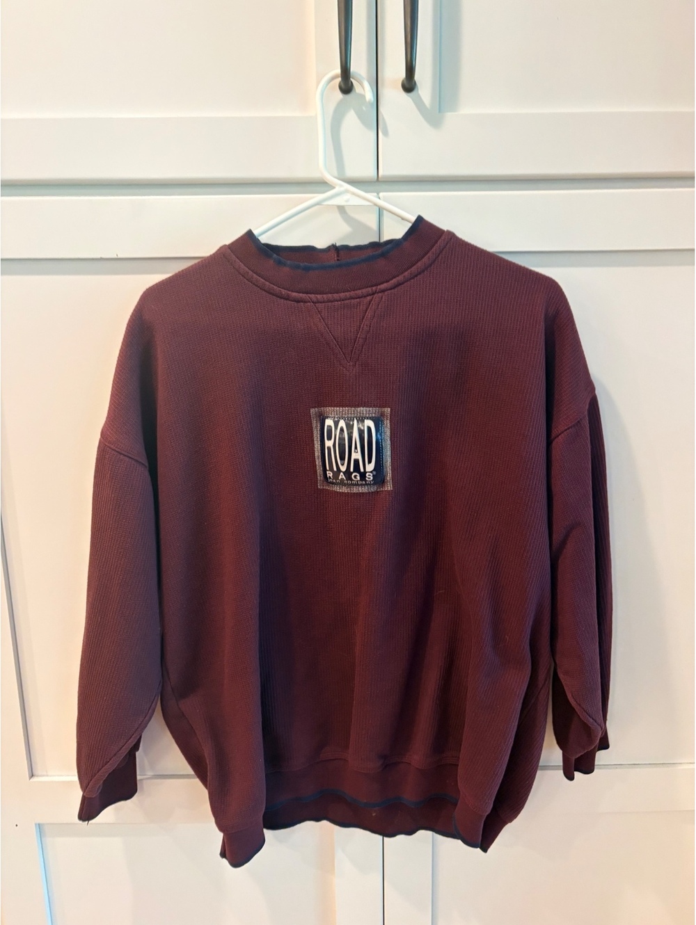 Vintage 90s Road Rags Jean Co Ribbed Crewneck Sweatshirt Thick Knit Medium